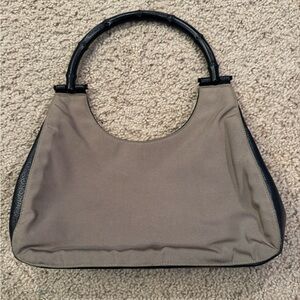 Gucci bamboo nylon & leather Elegant Tan Women's Bag